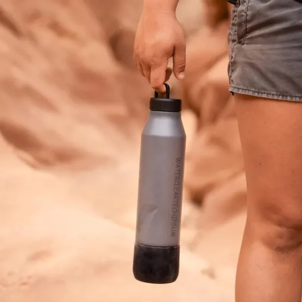 Compact Insulated 8 oz Flask with Removable Shot Glass - Grey - Image 4